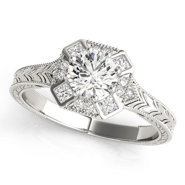 Lab Grown Round Diamond Halo Engagement Ring