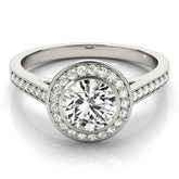 Lab Grown Round Cut Diamond Halo Engagement Ring
