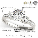 0.50Ct To 2.00Ct Lab Grown Round Diamond 3 Stone Engagement Ring Platinum