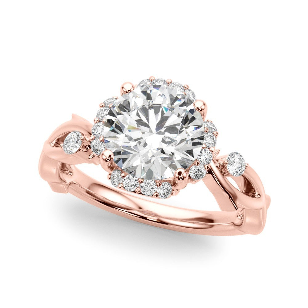 Lab-Grown Round Cut Diamond Halo Engagement Ring Platinum