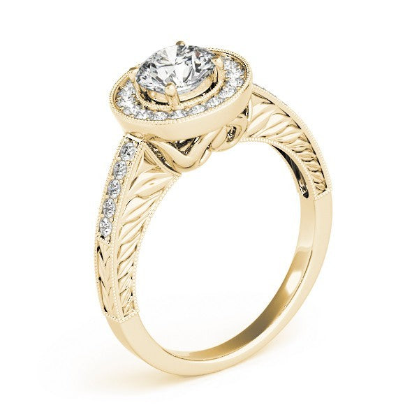 Lab Grown Round Cut Diamond Halo Engagement Ring