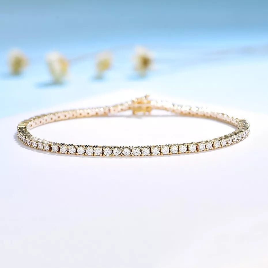 Tennis Bracelet For Women Natural Round Cut Diamond Claw Set With Two Secure Locks, 1.75 Ct To 8.00 Ct, 7" Inches Length