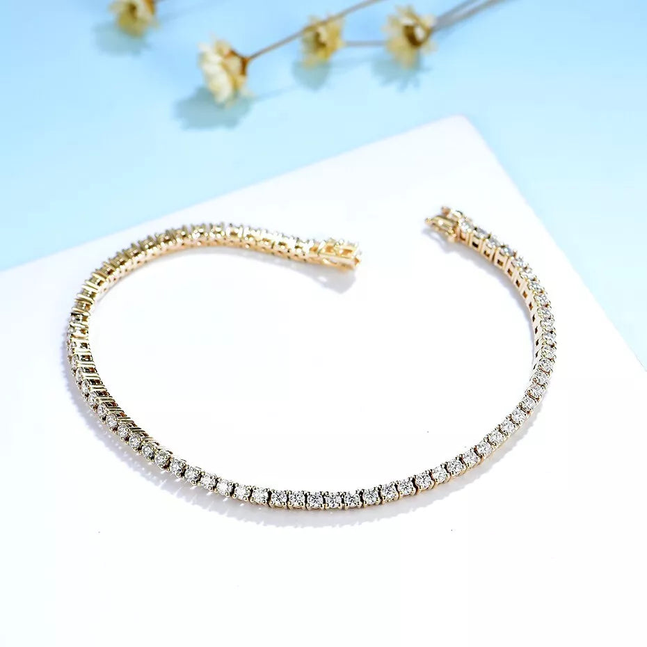 Tennis Bracelet For Women Natural Round Cut Diamond Claw Set With Two Secure Locks, 1.75 Ct To 8.00 Ct, 7" Inches Length