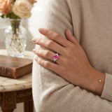 Trillion Diamond Ring, Oval Sapphire Ring, Natural Diamond Ring