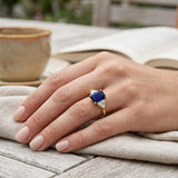 Sapphire Ring with Trillion Diamonds