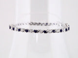 Round Lab-Grown Blue Sapphire & Natural Diamond Line Bracelet In Gold & Platinum