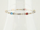 Oval Natural Multi-Gemstone & Natural Diamond Line Bracelet In Gold & Platinum
