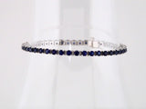 Round Natural Blue Sapphire Line Bracelet In Gold & Platinum