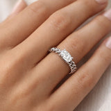 Oval Diamond Solitaire Chain Ring In White Gold | Contemporary Statement Design