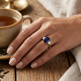 Blue Sapphire Three Stone Ring