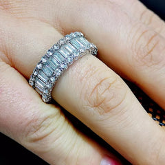 2.00 Carat Baguette & Round Natural Diamond Full Eternity Wedding Band in 9K White Gold