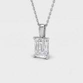 White gold emerald cut diamond pendant anniversary gift