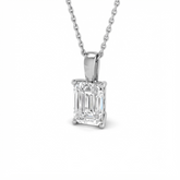 White gold emerald cut diamond pendant anniversary gift