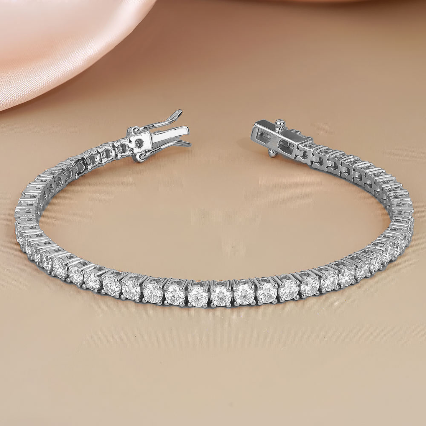Platinum Lab Grown Diamond Tennis Bracelet For Women 7" - 7.49" Inch