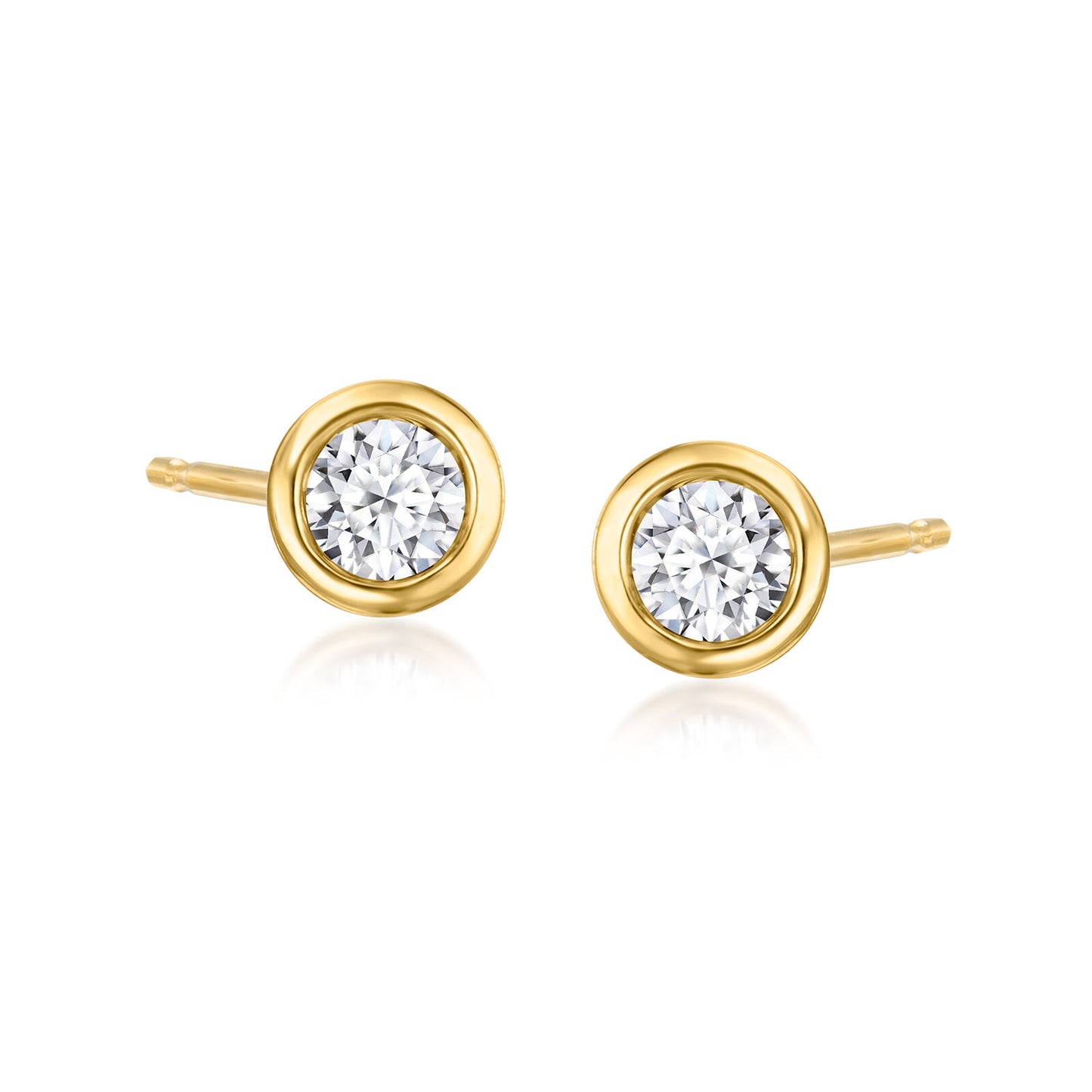 1.00Ct Lab Grown Diamond Bezel Set Solitaire Studs Earrings in Gold