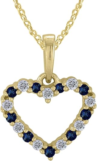 0.03ct Diamond Sapphire Heart Pendant In Gold - All Necklace