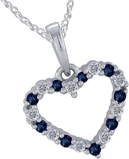 0.03ct Diamond Sapphire Heart Pendant In Gold - All Necklace