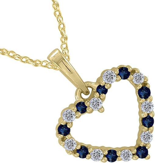 0.03ct Diamond Sapphire Heart Pendant In Gold - All Necklace
