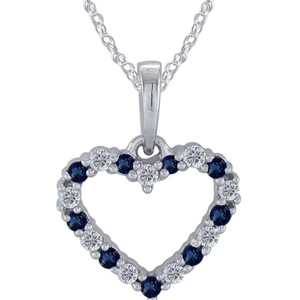 0.03ct Diamond Sapphire Heart Pendant In Gold - All Necklace