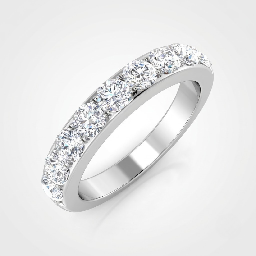 0.35 to 1.50Ct Lab Grown Round Cut Diamond Claw Set Half Eternity Ring White Gold