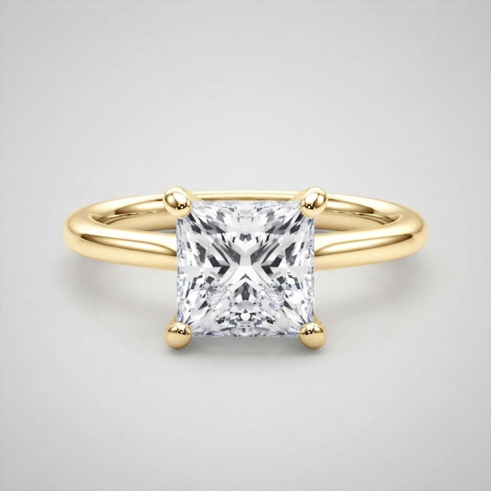Delicate 0.50Ct princess-cut diamond solitaire ring designed for a modern minimalist proposal.