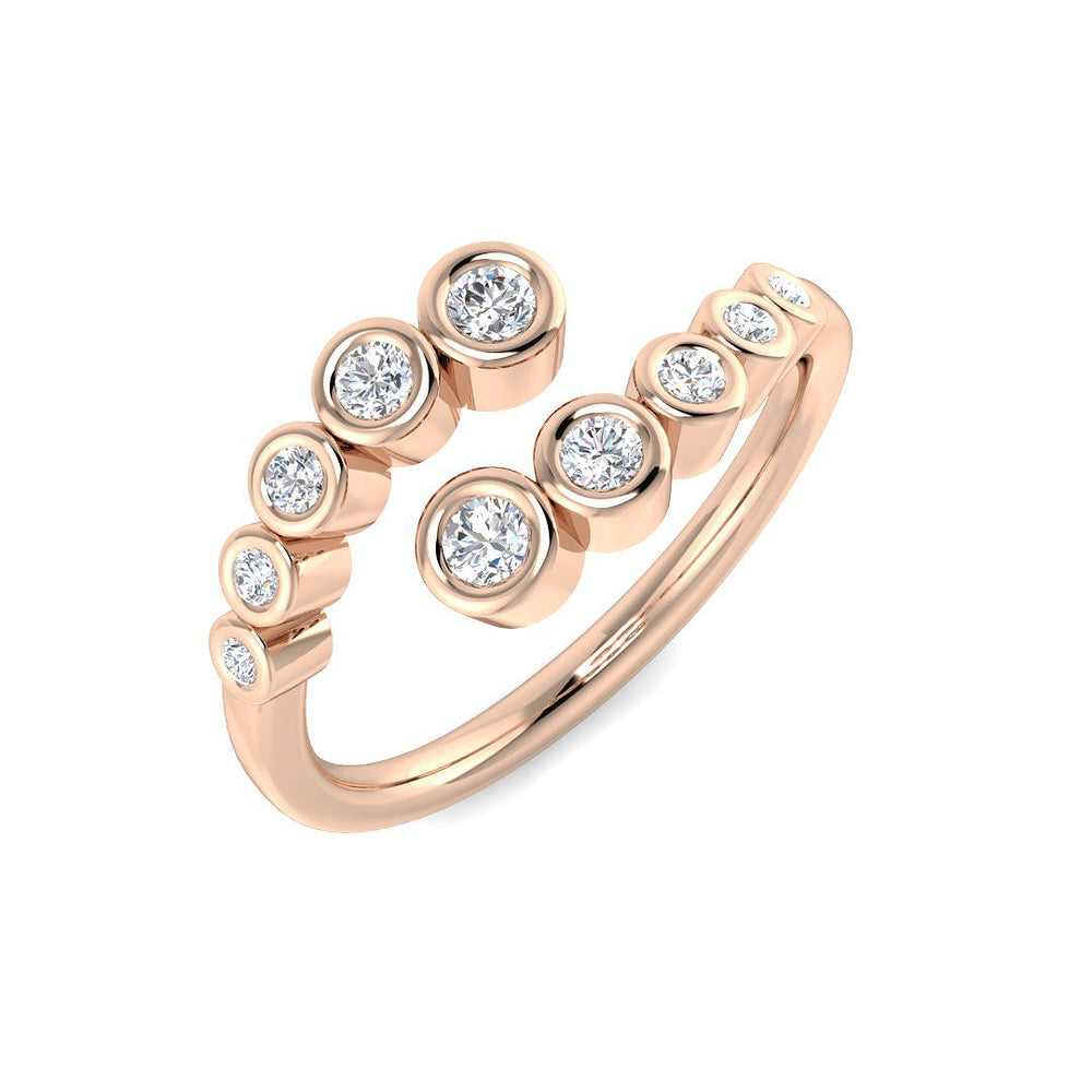 Lab Grown Diamond Open Bubble Ring with Bezel Set Graduated Design Rose Gold
