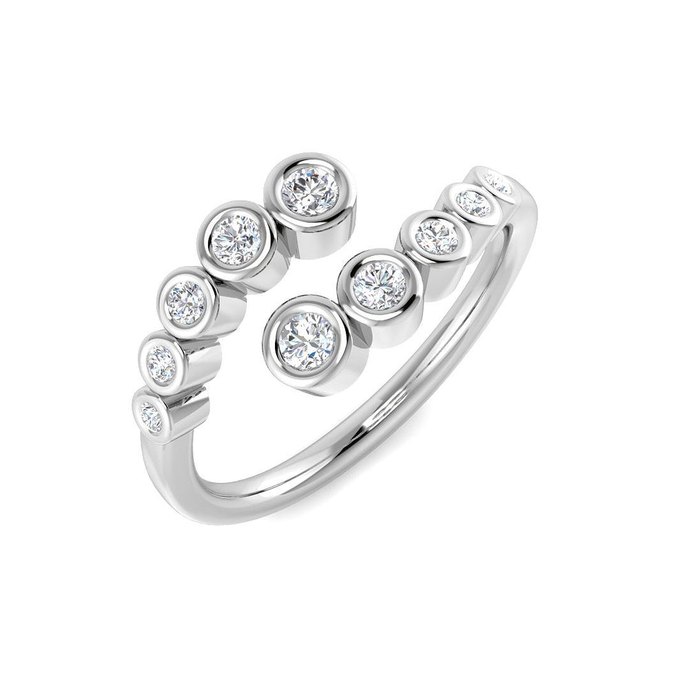 0.25 Lab Grown Diamond Open Bubble Ring with Bezel Set Graduated Design White Gold