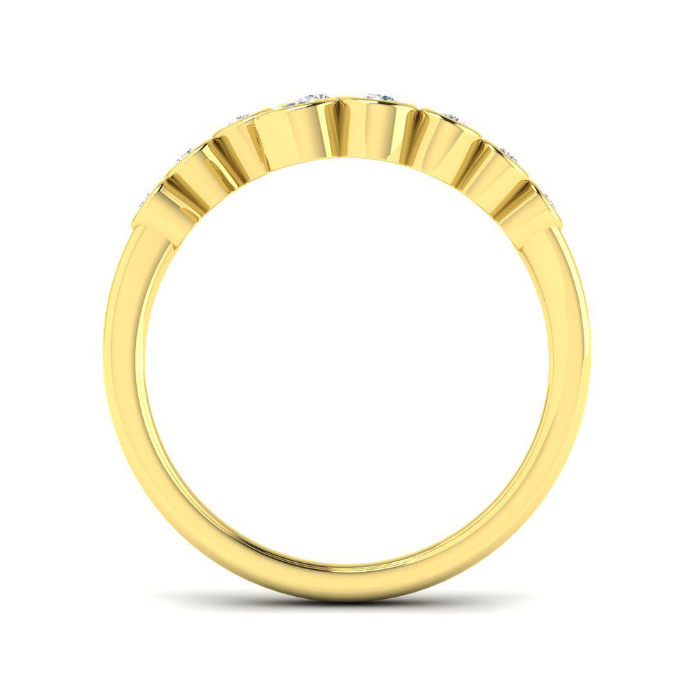 0.25 Lab Grown Diamond Open Bubble Ring with Bezel Set Graduated Design Yellow Gold