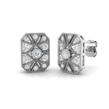 0.30Ct Geometric Vintage Diamond Stud Earrings – Lab & Natural