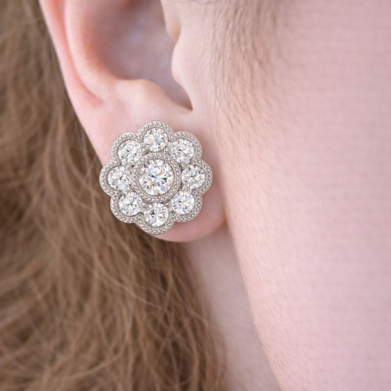 0.50–3.00Ct Natural & Lab-Grown Diamond Vintage Stud Earrings in Hallmarked Gold