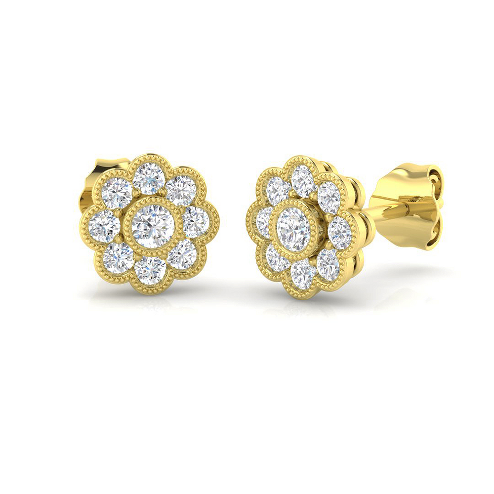 0.50–3.00Ct Natural & Lab-Grown Diamond Vintage Stud Earrings in Hallmarked Gold