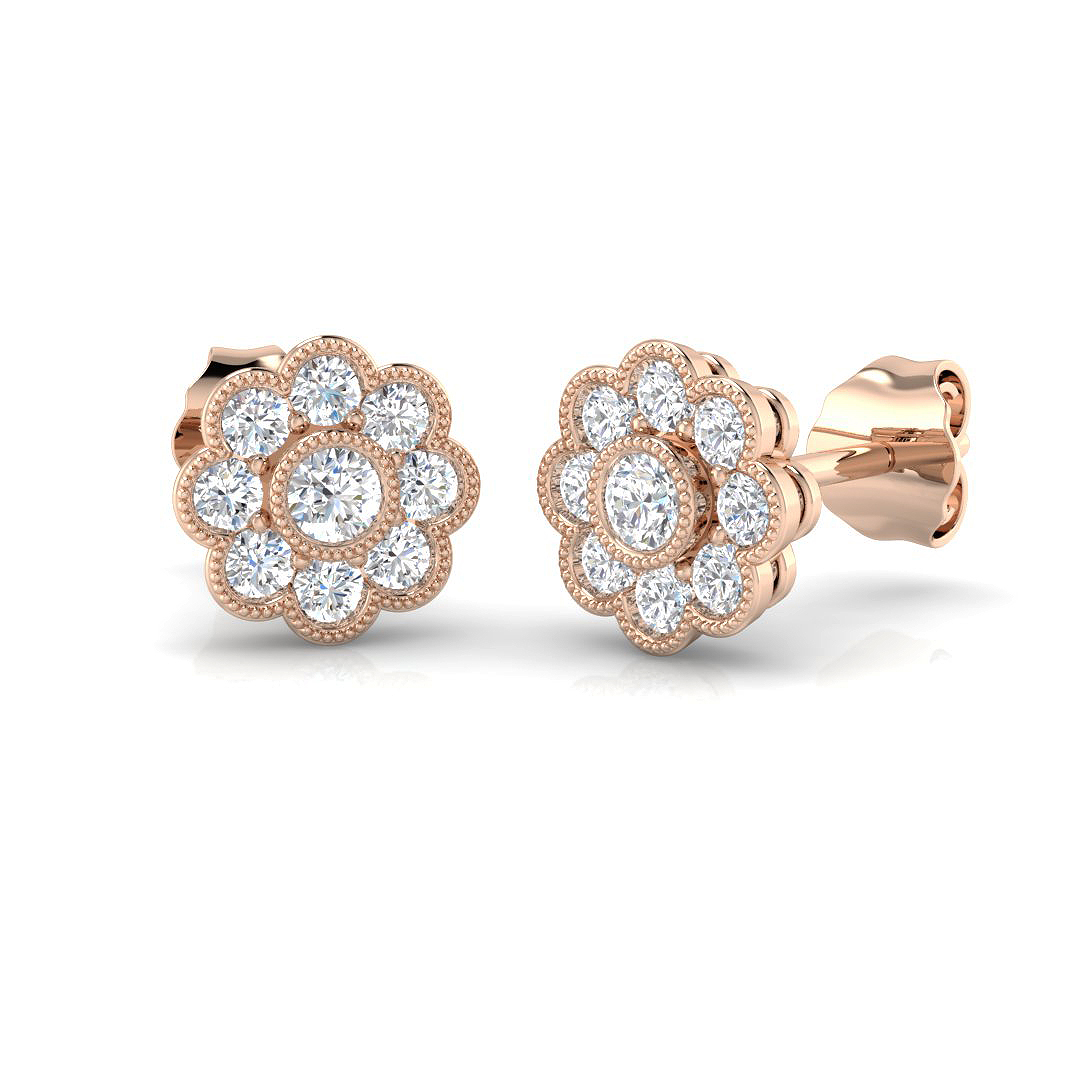 0.50–3.00Ct Natural & Lab-Grown Diamond Vintage Stud Earrings in Hallmarked Gold
