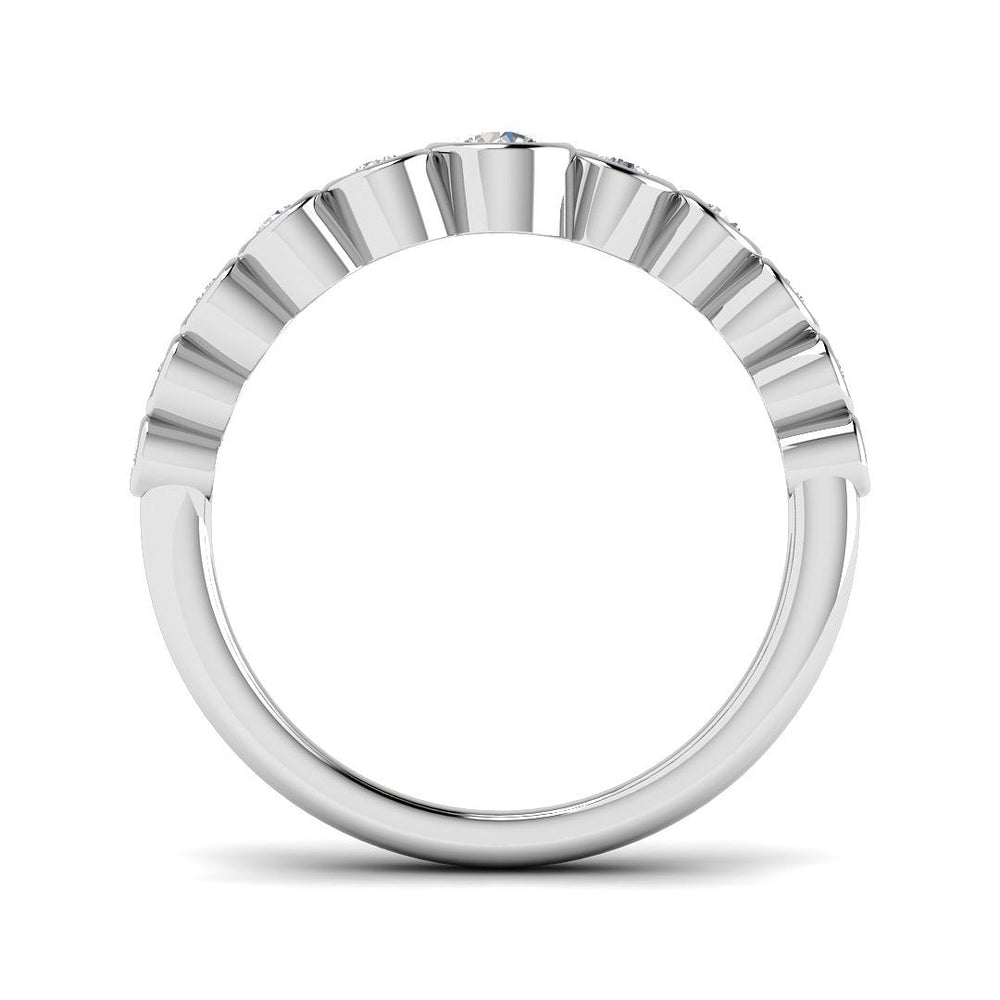 0.50 Carat Lab Grown Diamond Bubble Ring with Graduated Bezel Set In White Gold