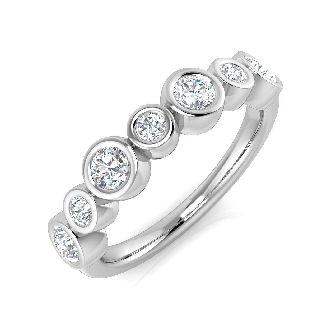 Lab-Grown Round Cut Diamond Bezel Set Bubble Ring