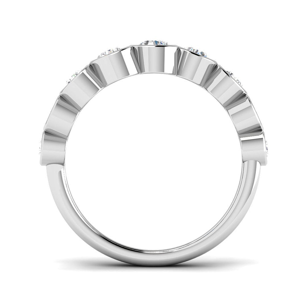 0.75 Carat Lab Grown Diamond Bubble Ring with Graduated Bezel Set  WG