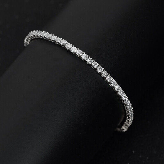 2.25 Carat F/SI Natural Round Cut Diamonds Tennis Bracelet In 9k White Gold