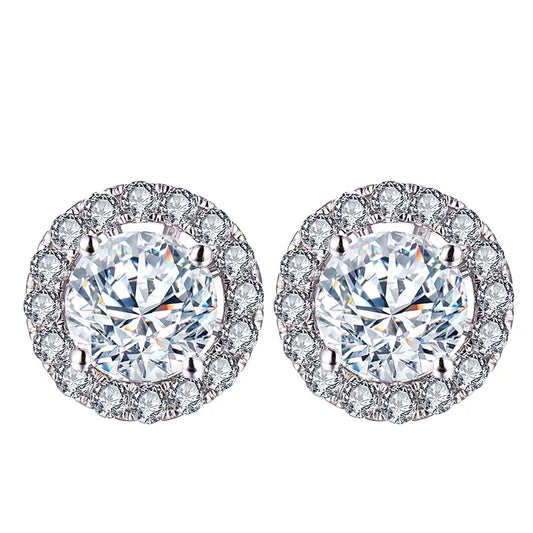 0.65 Carat Round Lab Diamond Halo Earring