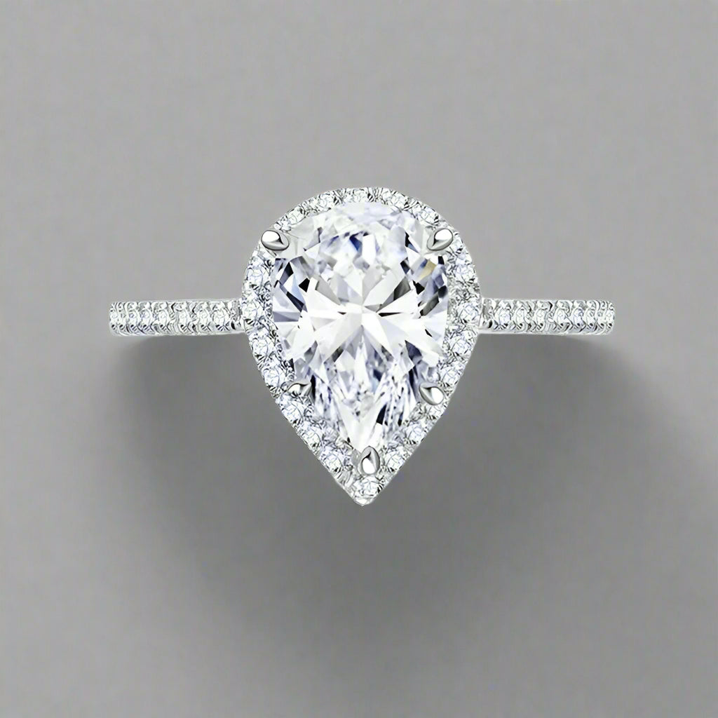 0.50 Carat Pear Diamond Cluster Engagement Ring