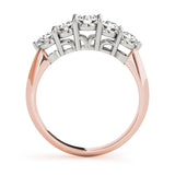 0.5Ct - 1.50Ct Round Lab-Grown Diamond Basket Style Shared Prong Setting 5-Stone Diamond Ring, DE Color VVS Clarity