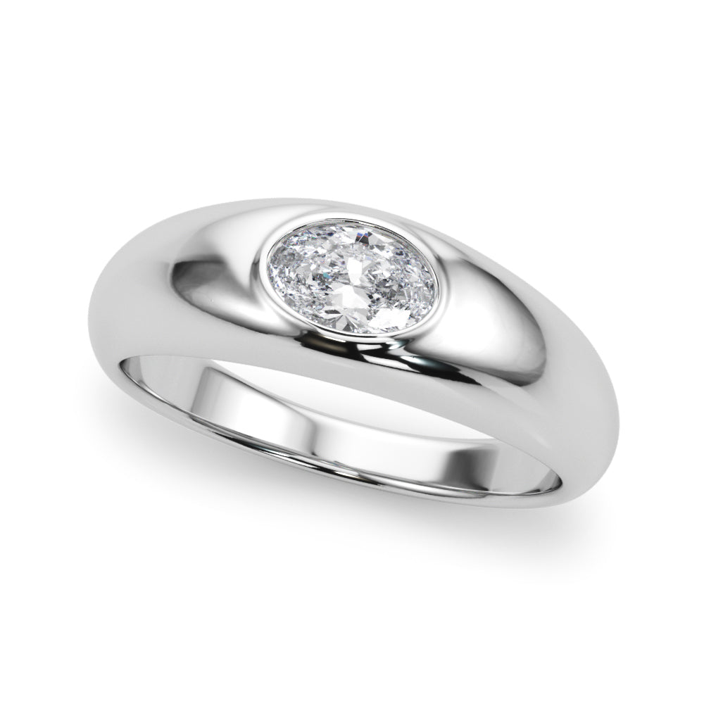 IGI Lab-Grown Oval Diamond Horizontal Bezel Solitaire Engagement Ring, D Color VVS Clarity