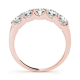 1.00Ct - 1.50Ct Lab-Grown Round Diamond Scalloped Open Gallery Shared Prong Setting 5-Stone Diamond Ring, DE Color VVS Clarity