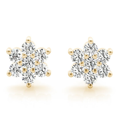 0.20Ct Lab Created Cluster Diamond Studs Earrings in Yellow Gold