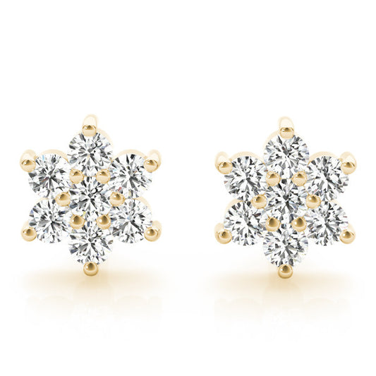 0.20Ct Lab Created Cluster Diamond Studs Earrings in Yellow Gold