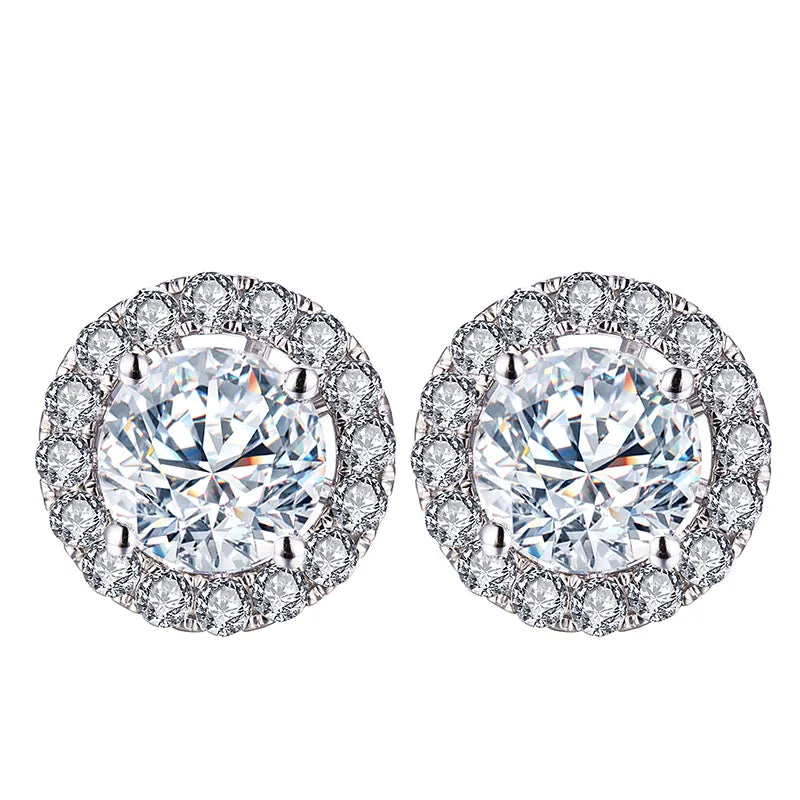 0.50 Carat Round Lab Diamond Halo Earring