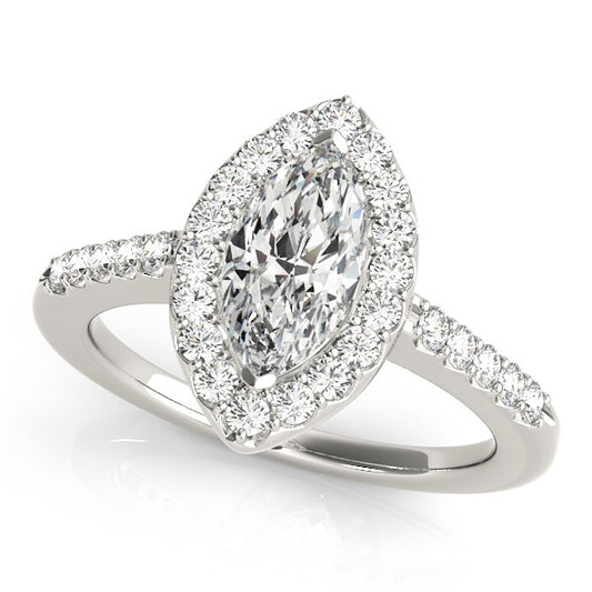 0.84 Carat Natural Marquise Diamond Halo Engagement Ring