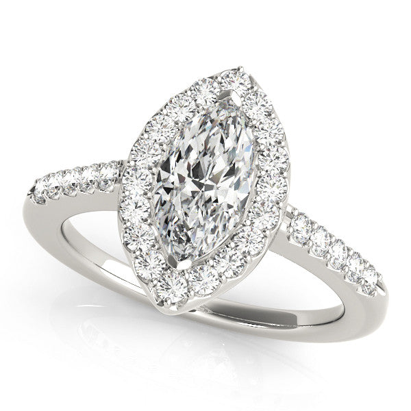 1.00 Carat Natural Marquise Diamond Halo Engagement Ring