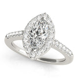 1.00 Carat Natural Marquise Diamond Halo Engagement Ring