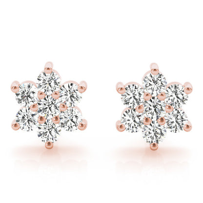 0.20Ct Lab Created Cluster Diamond Studs Earrings in Yellow Gold