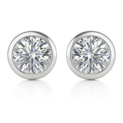 Lab Grown Diamond Bezel Set Solitaire Studs Earrings in White Gold
