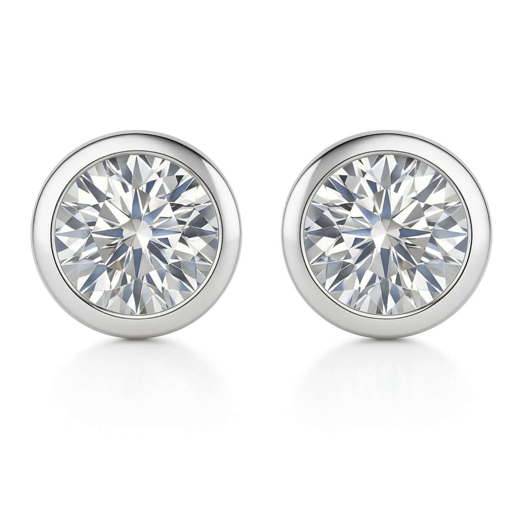 Stud Earrings Lab Grown Diamond Bezel Set Solitaire